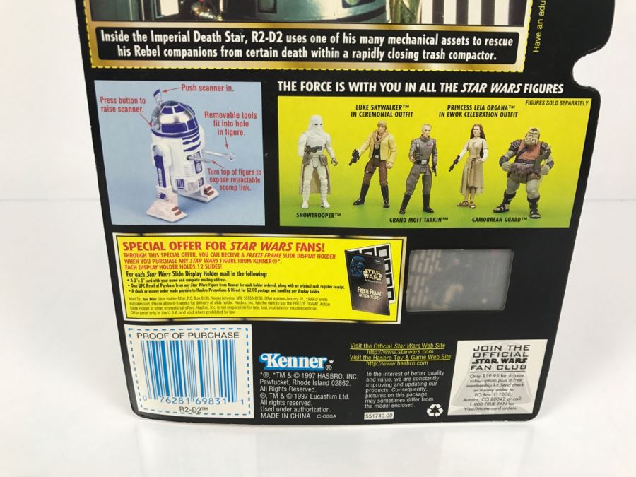 STAR WARS The Power Of The Force R2-D2 Freeze Frame Action Slide Collection 1 Kenner Hasbro 1997 69570/69831 New On Card [Photo 10]