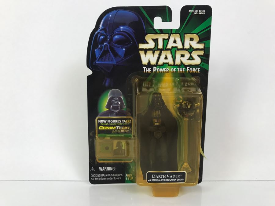 STAR WARS The Power Of The Force Darth Vader with Imperial Interrogation Droid CommTech Chip Hasbro 1999 84185/84203 New On Card