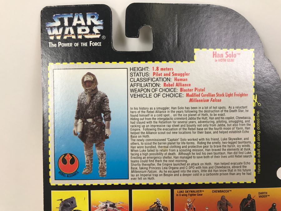 STAR WARS The Power Of The Force Han Solo In Hoth Gear With Blaster Pistol and Assault Rifle Kenner Tonka Hasbro 1995 69570/69587 New On Card [Photo 9]