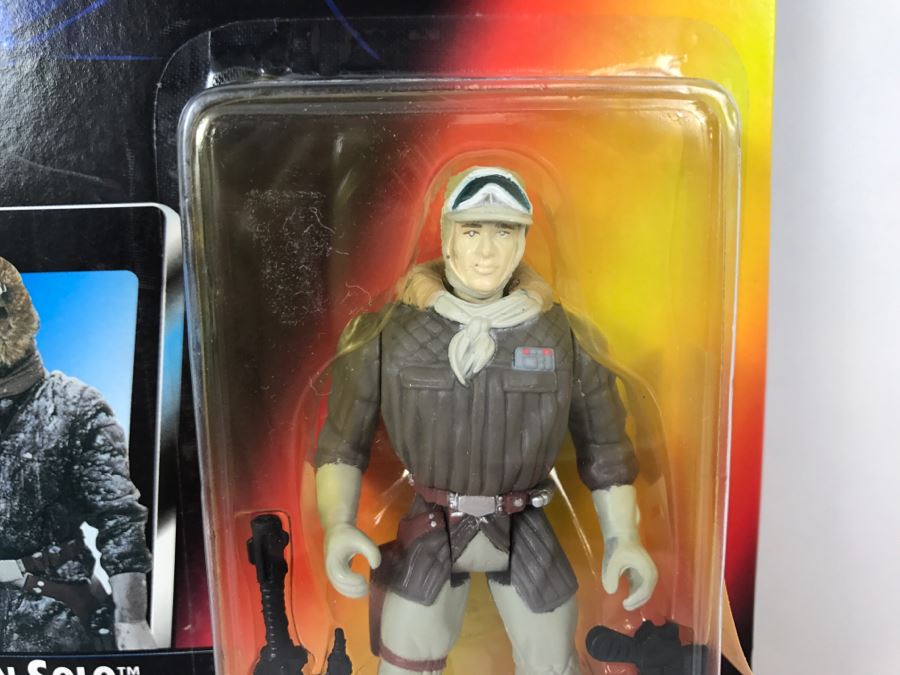 STAR WARS The Power Of The Force Han Solo In Hoth Gear With Blaster Pistol and Assault Rifle Kenner Tonka Hasbro 1995 69570/69587 New On Card [Photo 5]