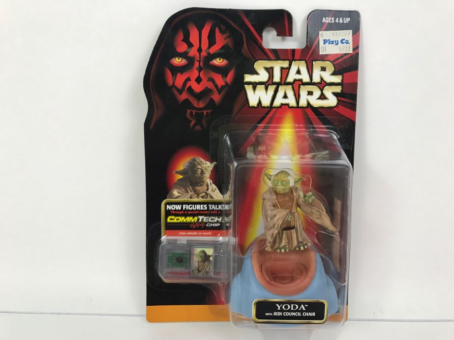 STAR WARS Yoda With Jedi Council Chair CommTech Chip Collection 2 Hasbro 1998 84095/84086 New On Card [Photo 1]