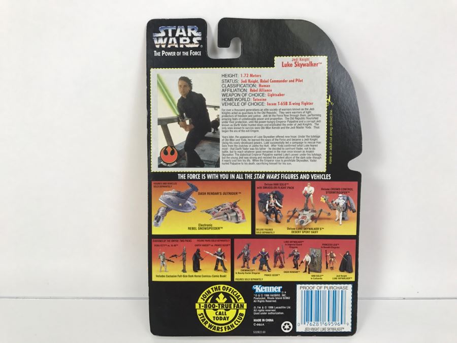 STAR WARS The Power Of The Force Luke Skywalker With Lightsaber And Removable Cloak Kenner Hasbro 1996 69605/69596 New On Card [Photo 8]
