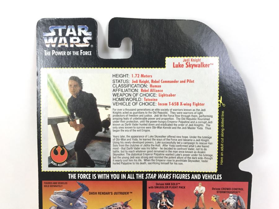 STAR WARS The Power Of The Force Luke Skywalker With Lightsaber And Removable Cloak Kenner Hasbro 1996 69605/69596 New On Card [Photo 9]