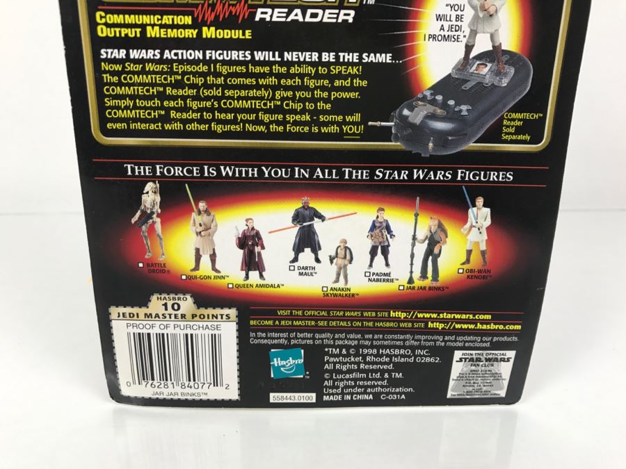 STAR WARS Episode 1 Jar Jar Binks With Gungan Battle Staff CommTech Chip Collection 1 Hasbro 1998 84085/84077 New On Card [Photo 10]