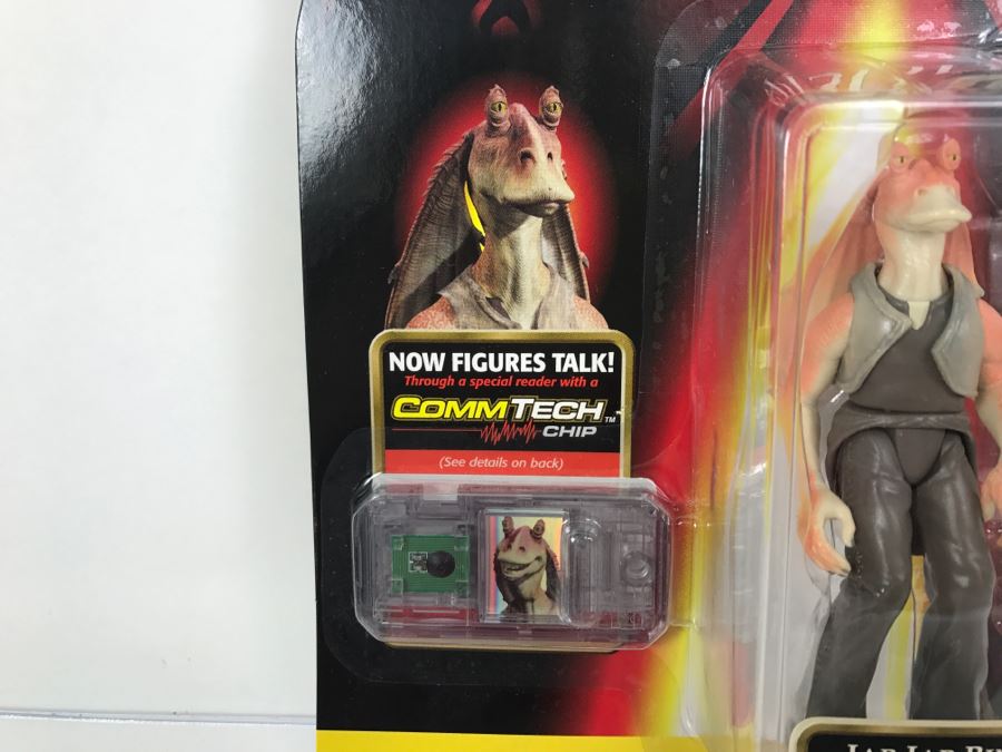 STAR WARS Episode 1 Jar Jar Binks With Gungan Battle Staff CommTech Chip Collection 1 Hasbro 1998 84085/84077 New On Card [Photo 5]