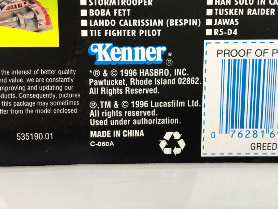 STAR WARS The Power Of The Force Greedo With Blaster Pistol Collection 1 Kenner Hasbro 1996 69570/69606 New On Card [Photo 11]