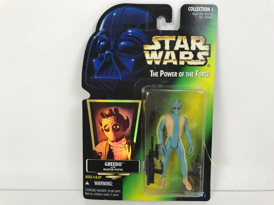 STAR WARS The Power Of The Force Greedo With Blaster Pistol Collection 1 Kenner Hasbro 1996 69570/69606 New On Card [Photo 1]