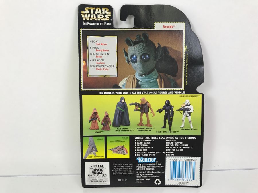 STAR WARS The Power Of The Force Greedo With Blaster Pistol Collection 1 Kenner Hasbro 1996 69570/69606 New On Card [Photo 8]