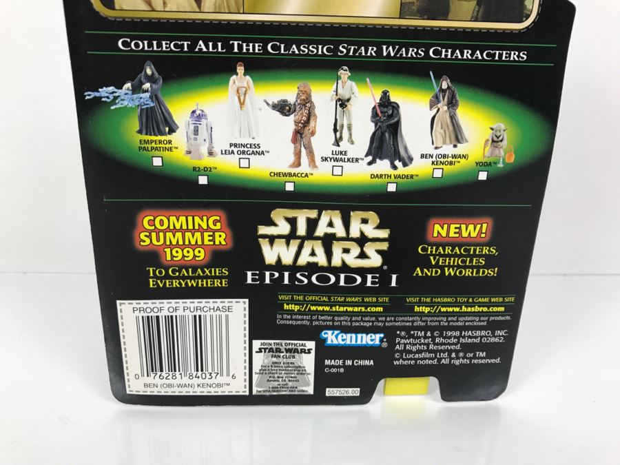 STAR WARS The Power Of The Force Ben (Obi-Wan) Kenobi with Lightsaber Episode 1 Flashback Photo Kenner Hasbro 1998 69680/84037 New On Card [Photo 10]