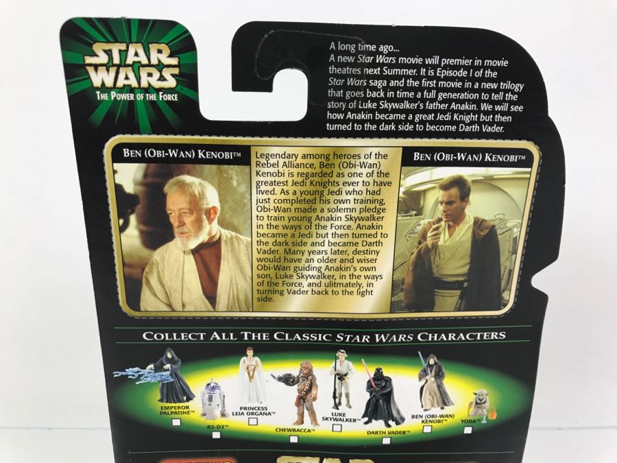 STAR WARS The Power Of The Force Ben (Obi-Wan) Kenobi with Lightsaber Episode 1 Flashback Photo Kenner Hasbro 1998 69680/84037 New On Card [Photo 9]