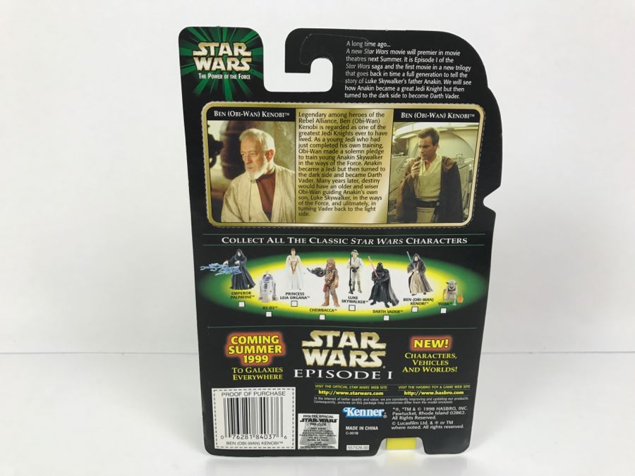 STAR WARS The Power Of The Force Ben (Obi-Wan) Kenobi with Lightsaber Episode 1 Flashback Photo Kenner Hasbro 1998 69680/84037 New On Card [Photo 8]