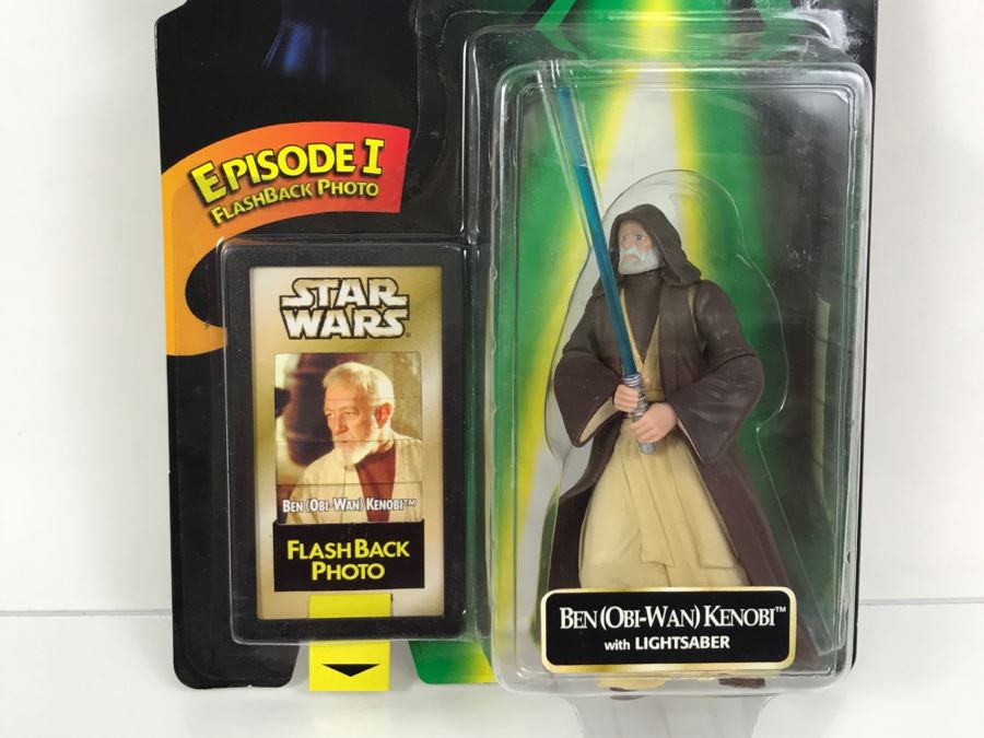 STAR WARS The Power Of The Force Ben (Obi-Wan) Kenobi with Lightsaber Episode 1 Flashback Photo Kenner Hasbro 1998 69680/84037 New On Card [Photo 4]