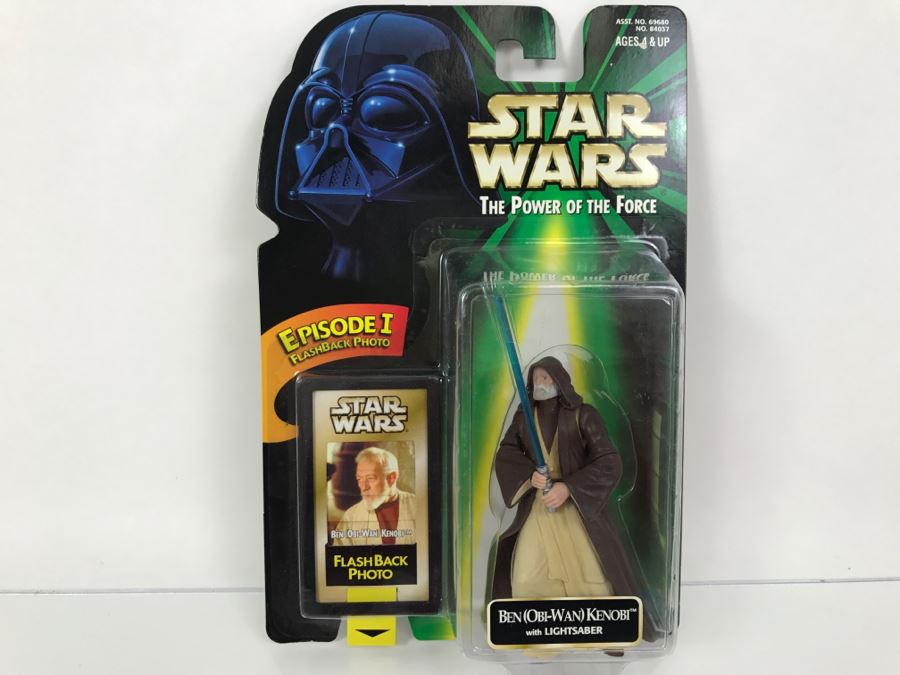 STAR WARS The Power Of The Force Ben (Obi-Wan) Kenobi with Lightsaber Episode 1 Flashback Photo Kenner Hasbro 1998 69680/84037 New On Card [Photo 1]