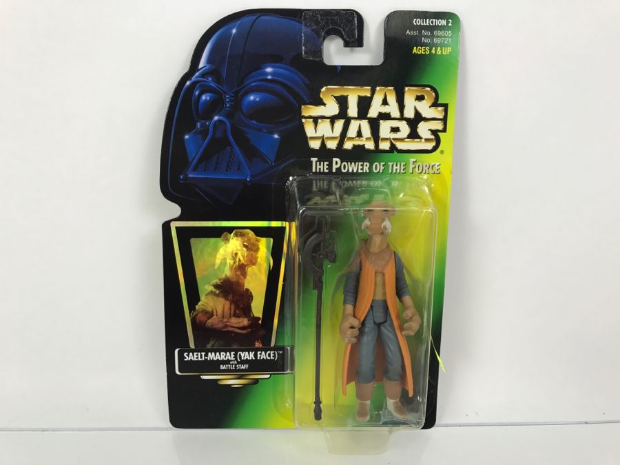 STAR WARS The Power Of The Force Saelt-Marae Yak Face With Battle Staff Collection 2 Kenner Hasbro 1997 69605/69721 New On Card [Photo 1]