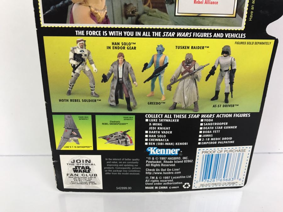 STAR WARS The Power Of The Force Princess Leia Organa As Jaba’s Prisoner Collection 1 Kenner Hasbro 1997 69570/69683 New On Card [Photo 10]
