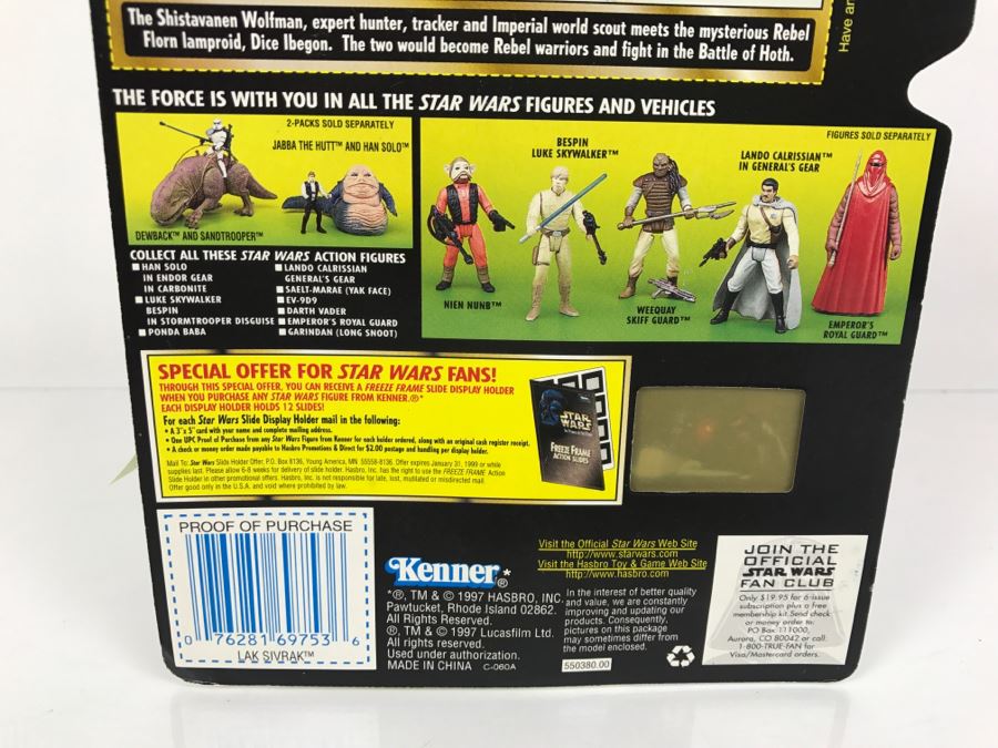 STAR WARS The Power Of The Force Lak Sivrak With Blaster Pistol And Vibro Blade Freeze Frame Action Slide Collection 2 Kenner Hasbro 1997 69605/69753 New On Card [Photo 11]