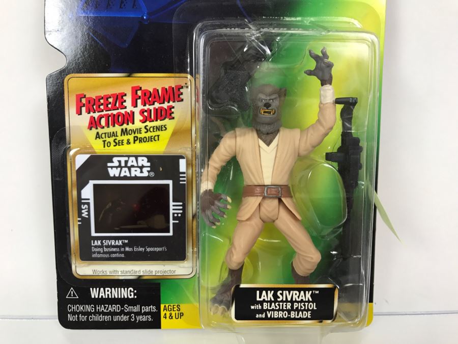 STAR WARS The Power Of The Force Lak Sivrak With Blaster Pistol And Vibro Blade Freeze Frame Action Slide Collection 2 Kenner Hasbro 1997 69605/69753 New On Card [Photo 3]