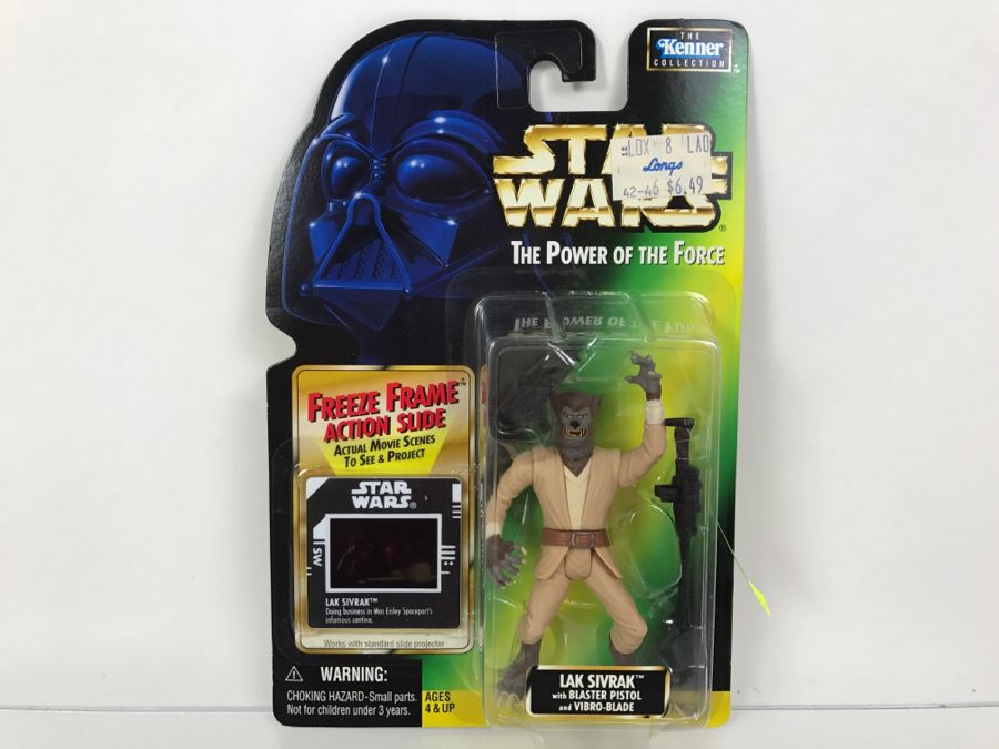 STAR WARS The Power Of The Force Lak Sivrak With Blaster Pistol And Vibro Blade Freeze Frame Action Slide Collection 2 Kenner Hasbro 1997 69605/69753 New On Card [Photo 1]