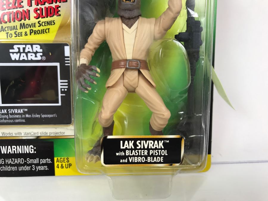 STAR WARS The Power Of The Force Lak Sivrak With Blaster Pistol And Vibro Blade Freeze Frame Action Slide Collection 2 Kenner Hasbro 1997 69605/69753 New On Card [Photo 5]