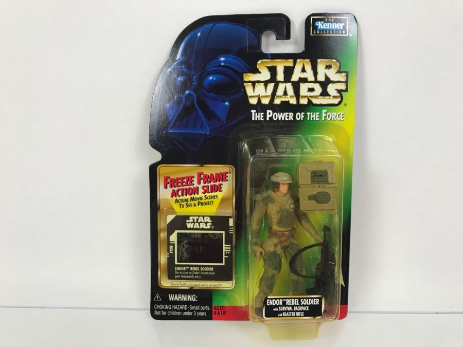 STAR WARS The Power Of The Force Endor Rebel Soldier With Survival Backpack And Blaster Rifle Freeze Frame Action Slide Collection 1 Kenner Hasbro 1997 69570/69716 New On Card [Photo 1]