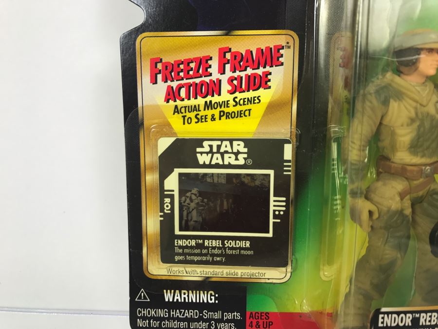 STAR WARS The Power Of The Force Endor Rebel Soldier With Survival Backpack And Blaster Rifle Freeze Frame Action Slide Collection 1 Kenner Hasbro 1997 69570/69716 New On Card [Photo 6]