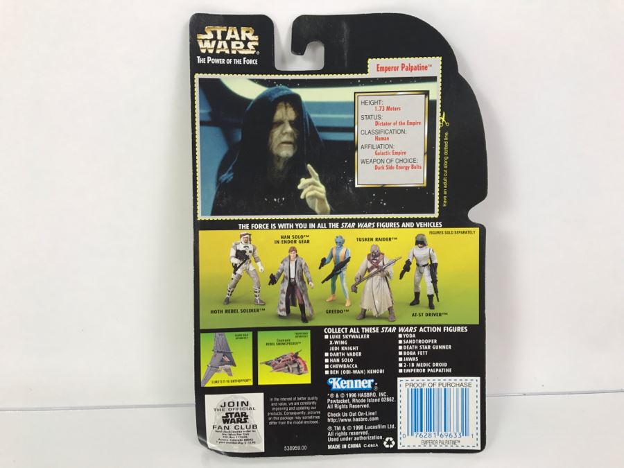 STAR WARS The Power Of The Force Emperor Palpatine With Walking Stick Collection 1 Kenner Hasbro 1996 69570/69633 New On Card [Photo 8]