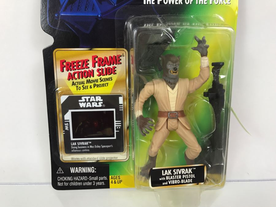 STAR WARS The Power Of The Force Lak Sivrak With Blaster Pistol And Vibro Blade Freeze Frame Action Slide Collection 2 Kenner Hasbro 1997 69605/69753 New On Card [Photo 3]
