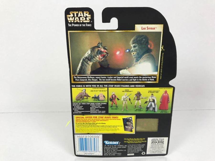 STAR WARS The Power Of The Force Lak Sivrak With Blaster Pistol And Vibro Blade Freeze Frame Action Slide Collection 2 Kenner Hasbro 1997 69605/69753 New On Card [Photo 9]