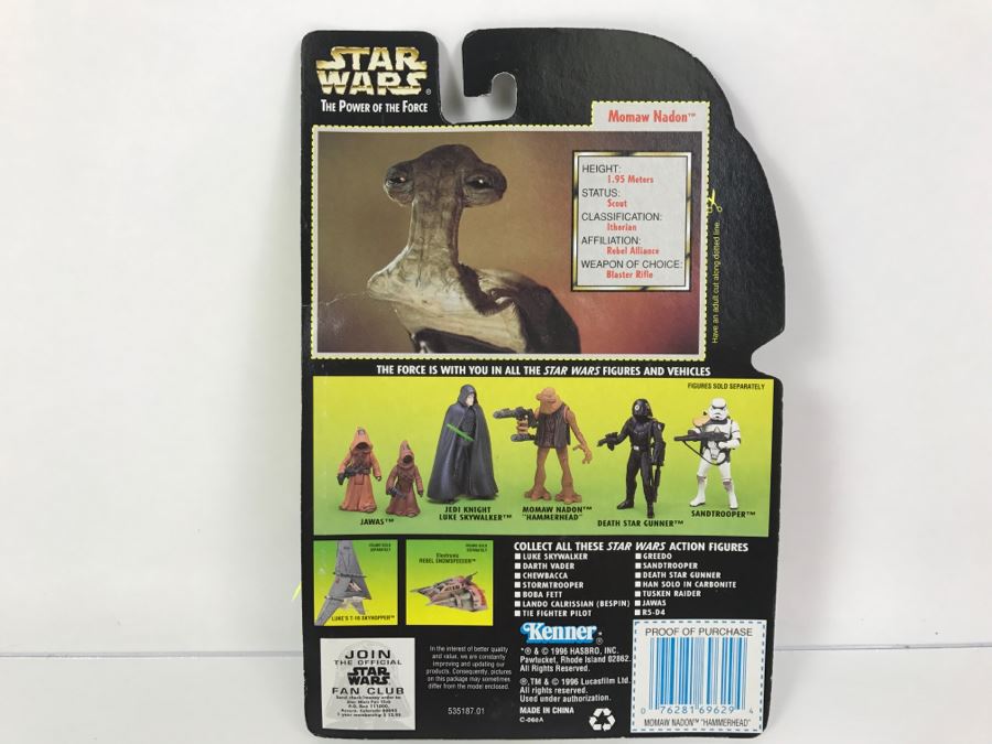 STAR WARS The Power Of The Force Momaw Nadon Hammerhead With Double-Barreled Blaster Rifle Collection 2 Kenner Hasbro 1996 69605/69629 New On Card [Photo 8]