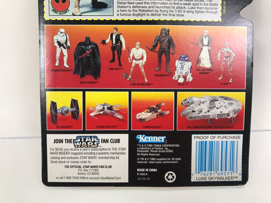 STAR WARS The Power Of The Force Luke Skywalker With Grappling-Hook Blaster And Lightsaber Kenner Tonka Hasbro 1995 69570/69571 New On Card [Photo 10]