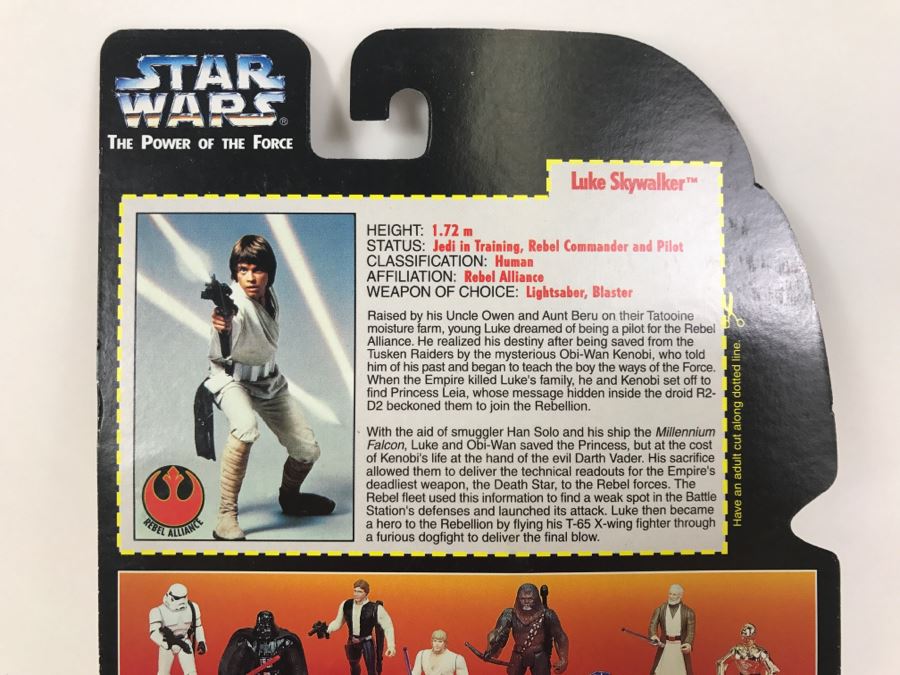 STAR WARS The Power Of The Force Luke Skywalker With Grappling-Hook Blaster And Lightsaber Kenner Tonka Hasbro 1995 69570/69571 New On Card [Photo 9]