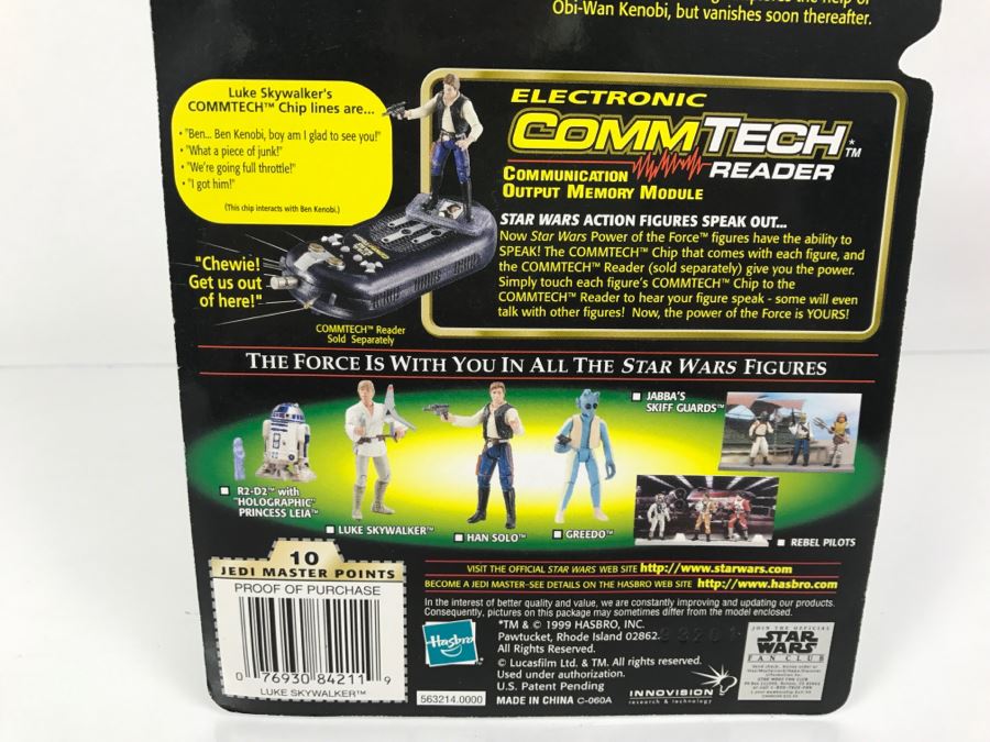 STAR WARS The Power Of The Force Luke Skywalker With T-16 Skyhopper Model CommTech Chip Hasbro 1999 84185/84211 New On Card [Photo 11]