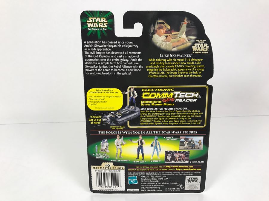 STAR WARS The Power Of The Force Luke Skywalker With T-16 Skyhopper Model CommTech Chip Hasbro 1999 84185/84211 New On Card [Photo 9]