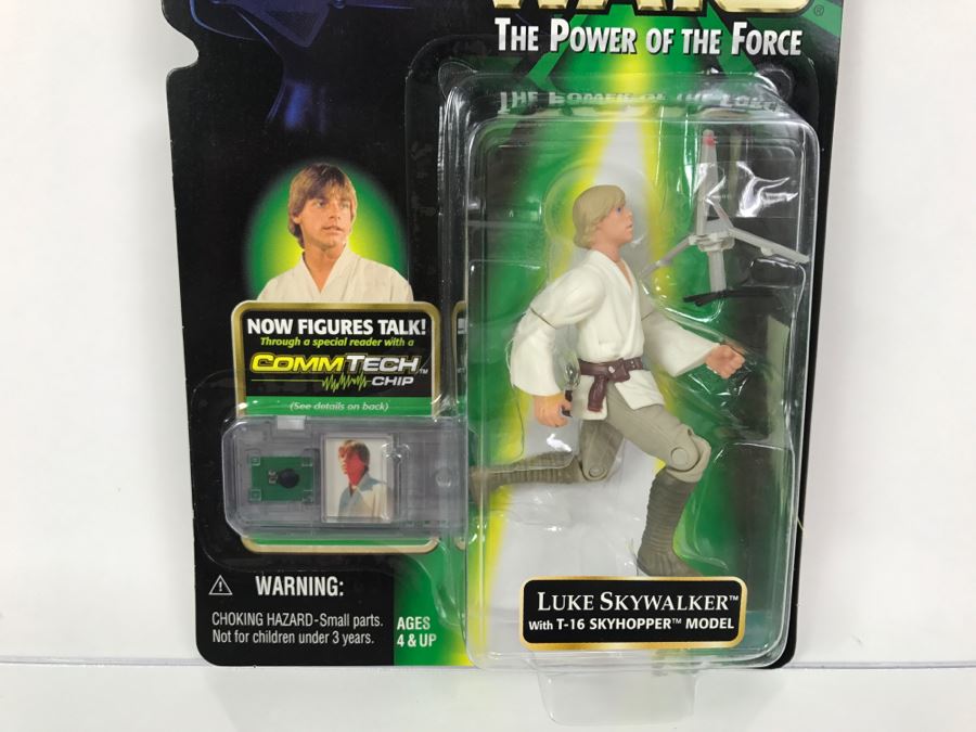 STAR WARS The Power Of The Force Luke Skywalker With T-16 Skyhopper Model CommTech Chip Hasbro 1999 84185/84211 New On Card [Photo 4]