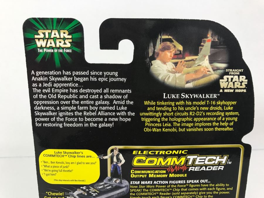 STAR WARS The Power Of The Force Luke Skywalker With T-16 Skyhopper Model CommTech Chip Hasbro 1999 84185/84211 New On Card [Photo 10]