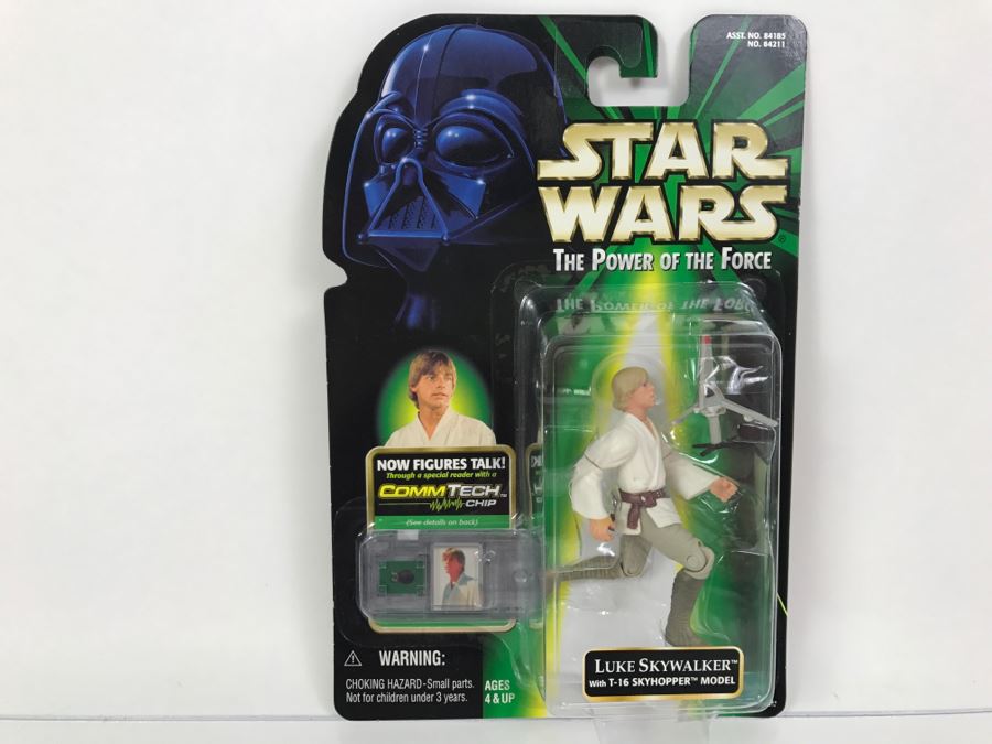 STAR WARS The Power Of The Force Luke Skywalker With T-16 Skyhopper Model CommTech Chip Hasbro 1999 84185/84211 New On Card [Photo 1]