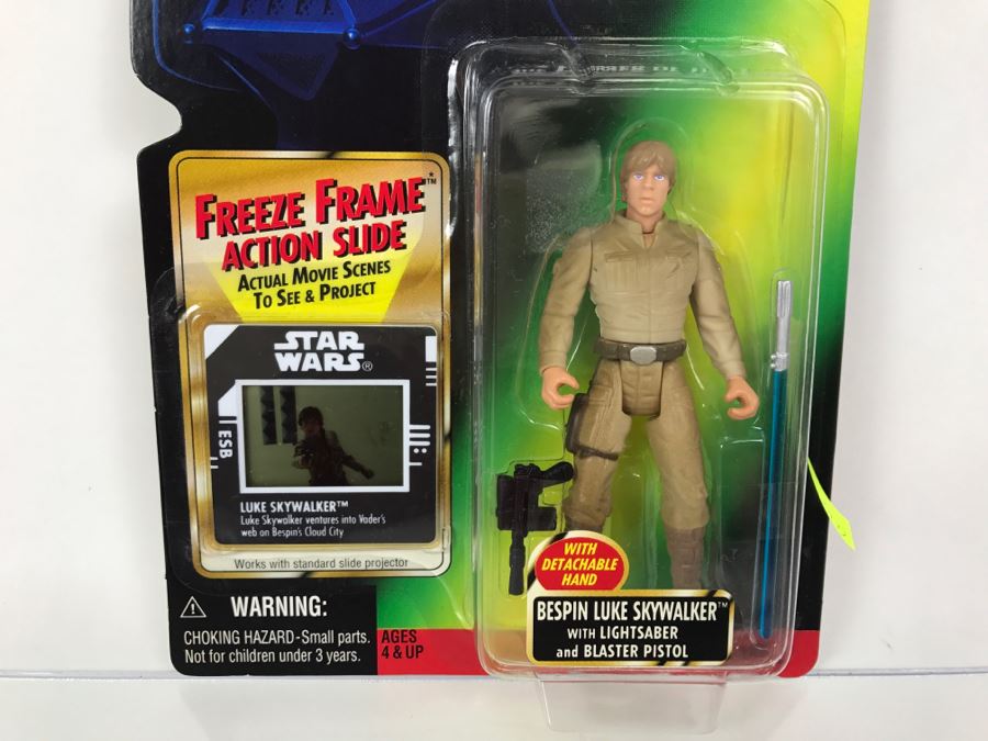STAR WARS The Power Of The Force Bespin Luke Skywalker With Lightsaber And Blaster Pistol Freeze Frame Action Slide Collection 1 Kenner Hasbro 1997 69570/69713 New On Card [Photo 3]