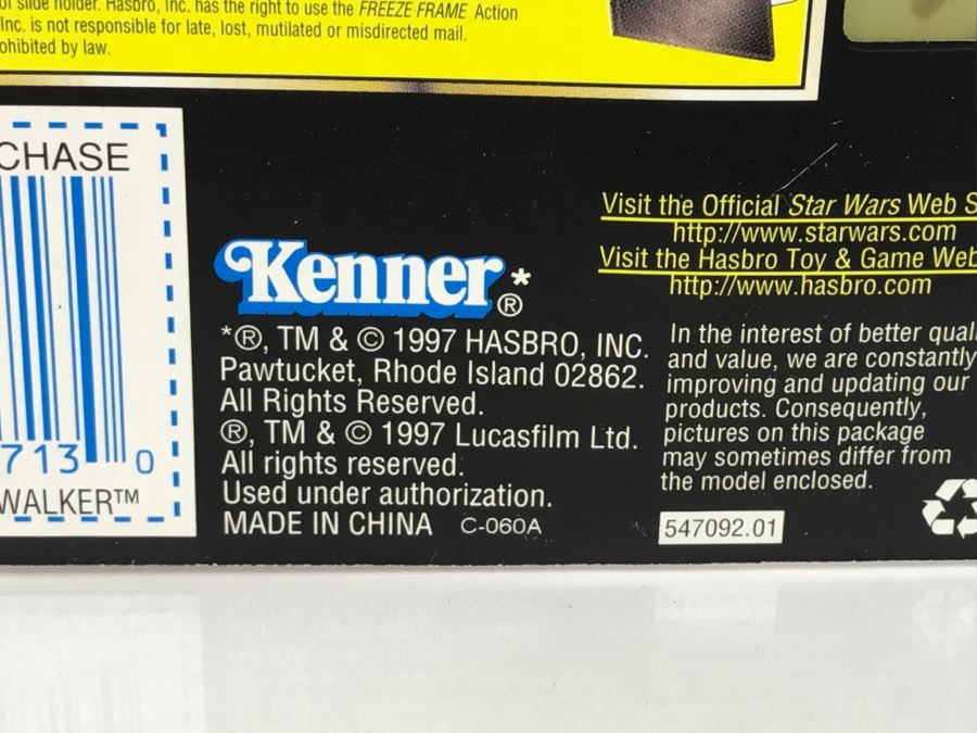 STAR WARS The Power Of The Force Bespin Luke Skywalker With Lightsaber And Blaster Pistol Freeze Frame Action Slide Collection 1 Kenner Hasbro 1997 69570/69713 New On Card [Photo 12]