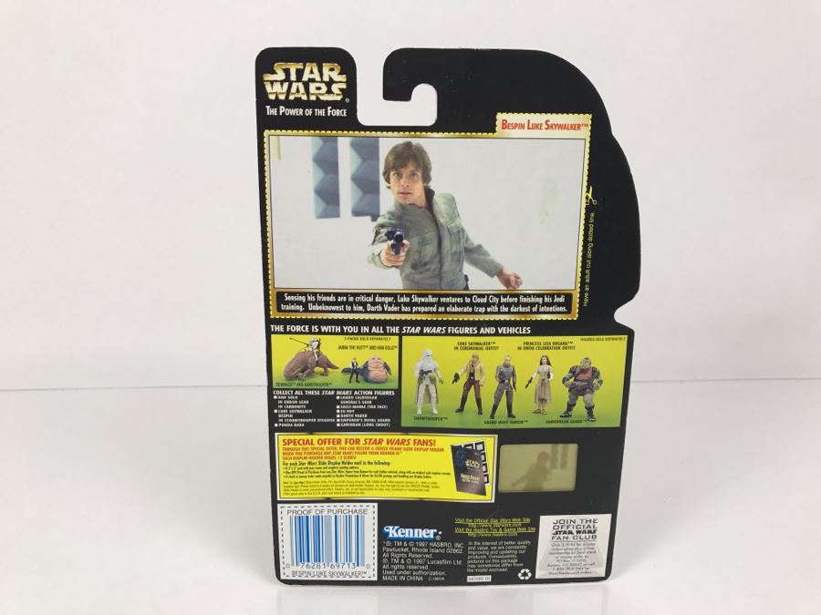 STAR WARS The Power Of The Force Bespin Luke Skywalker With Lightsaber And Blaster Pistol Freeze Frame Action Slide Collection 1 Kenner Hasbro 1997 69570/69713 New On Card [Photo 10]