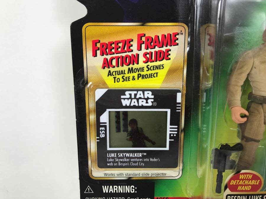 STAR WARS The Power Of The Force Bespin Luke Skywalker With Lightsaber And Blaster Pistol Freeze Frame Action Slide Collection 1 Kenner Hasbro 1997 69570/69713 New On Card [Photo 6]