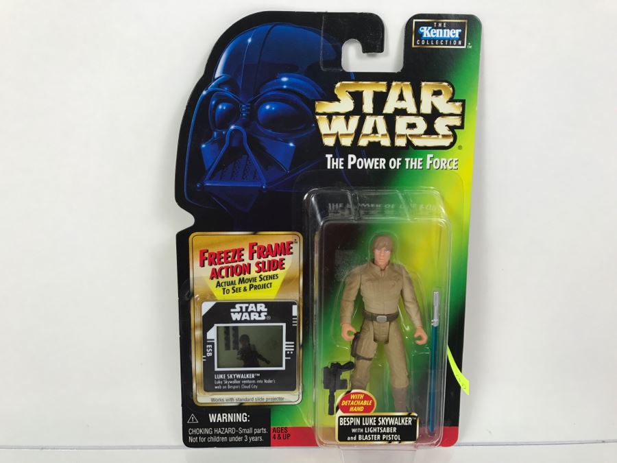 STAR WARS The Power Of The Force Bespin Luke Skywalker With Lightsaber And Blaster Pistol Freeze Frame Action Slide Collection 1 Kenner Hasbro 1997 69570/69713 New On Card [Photo 1]