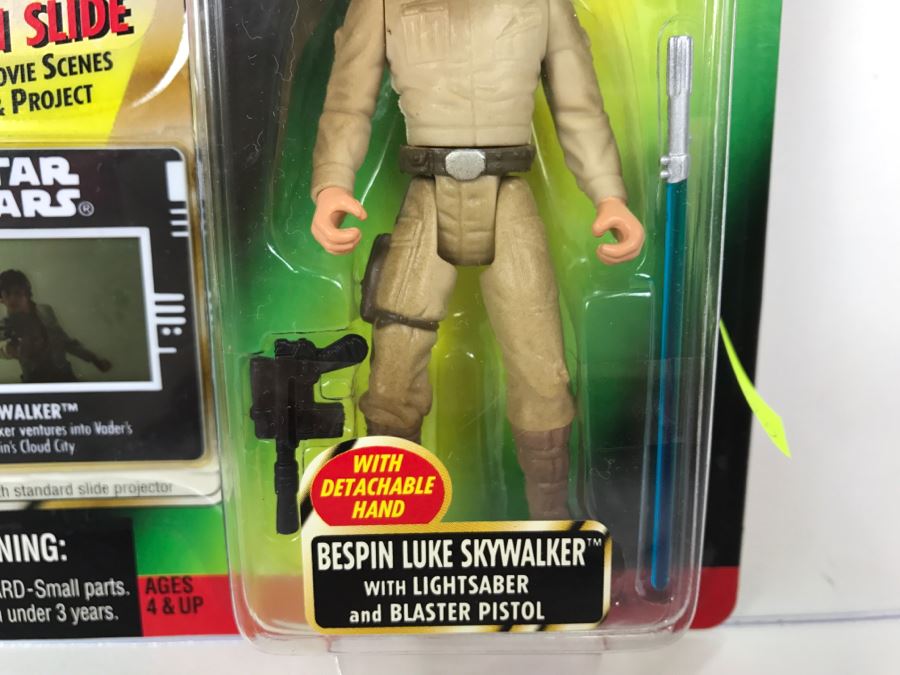 STAR WARS The Power Of The Force Bespin Luke Skywalker With Lightsaber And Blaster Pistol Freeze Frame Action Slide Collection 1 Kenner Hasbro 1997 69570/69713 New On Card [Photo 5]