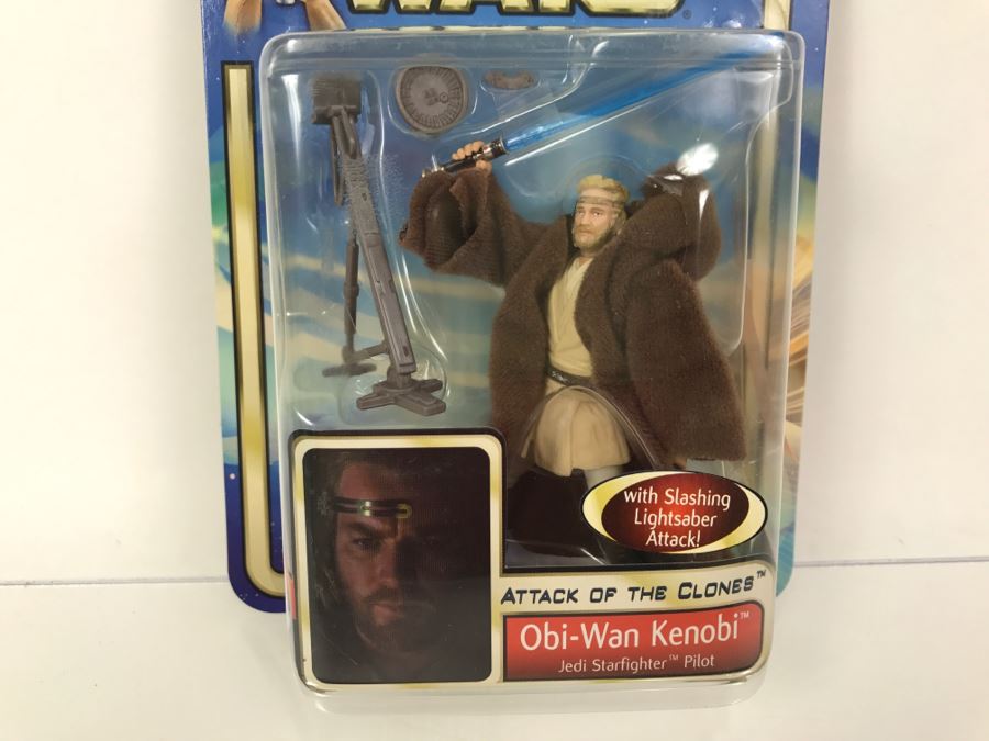 STAR WARS Attack of the Clones Obi-Wan Kenobi Jedi Starfighter Pilot #36 Collection 1 Hasbro 2002 84860/84851 New On Card [Photo 3]