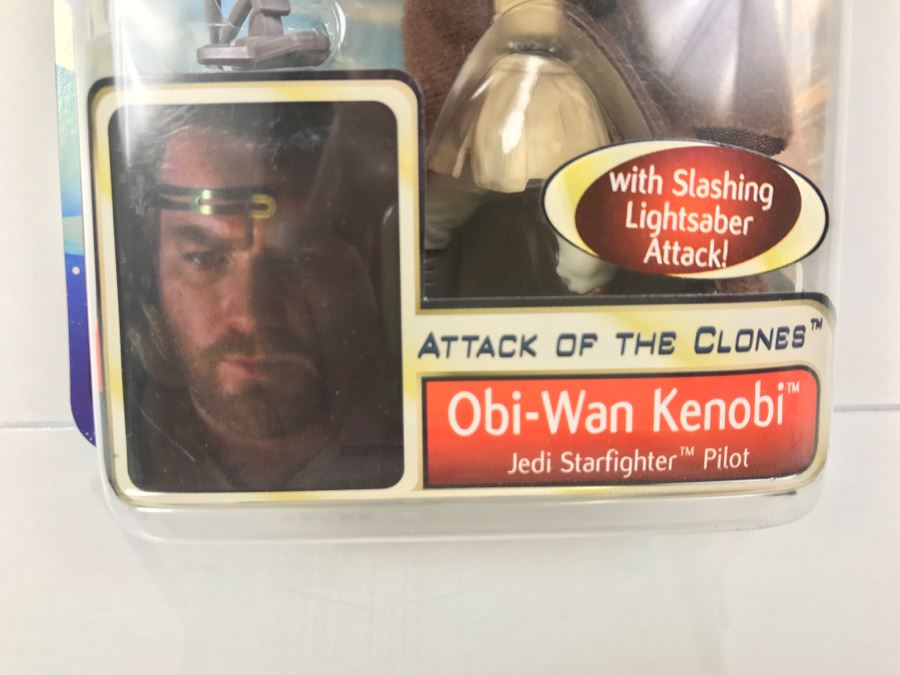 STAR WARS Attack of the Clones Obi-Wan Kenobi Jedi Starfighter Pilot #36 Collection 1 Hasbro 2002 84860/84851 New On Card [Photo 6]