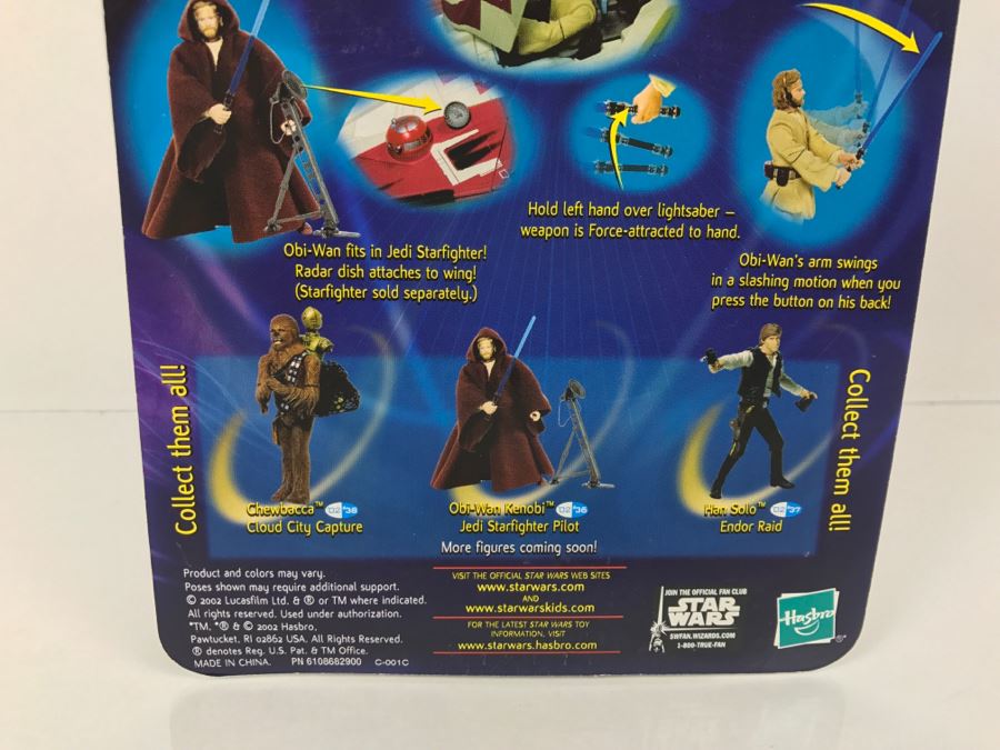 STAR WARS Attack of the Clones Obi-Wan Kenobi Jedi Starfighter Pilot #36 Collection 1 Hasbro 2002 84860/84851 New On Card [Photo 10]