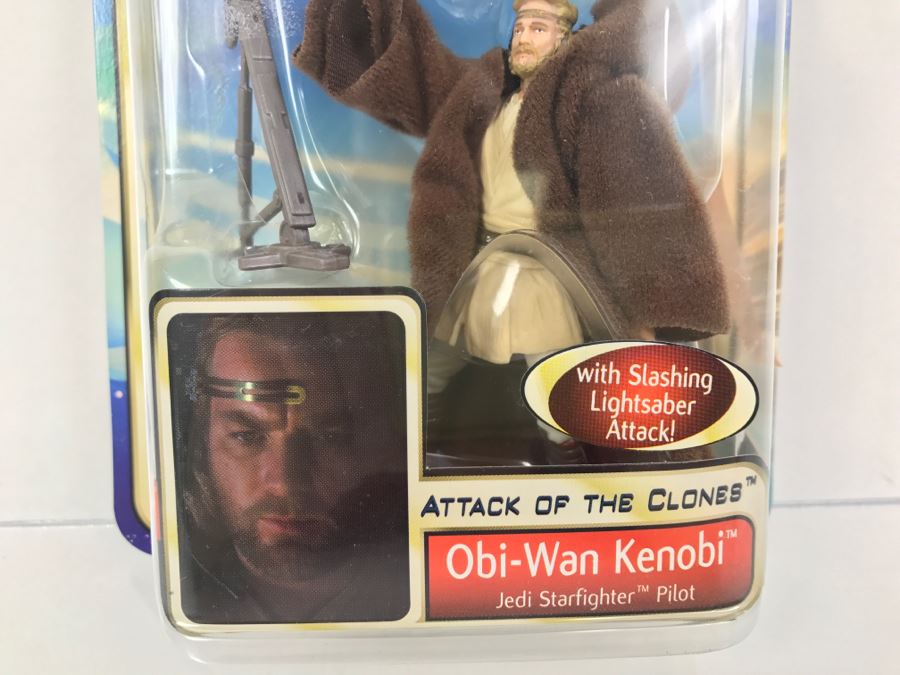 STAR WARS Attack of the Clones Obi-Wan Kenobi Jedi Starfighter Pilot #36 Collection 1 Hasbro 2002 84860/84851 New On Card [Photo 5]