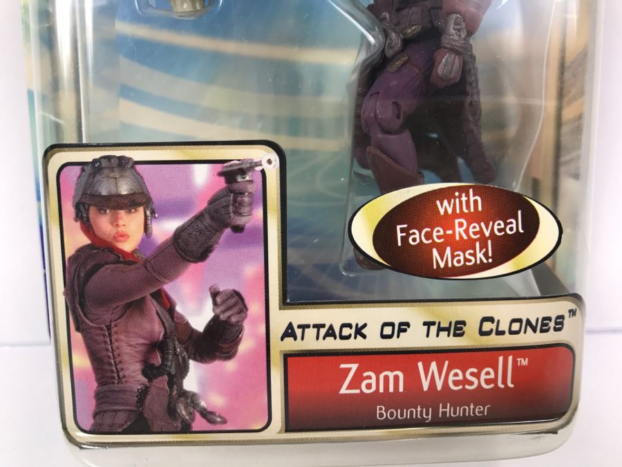 STAR WARS Attack of the Clones Zam Wesell Bounty Hunter #18 Collection 1 Hasbro 2002 84655/84851 New On Card [Photo 5]