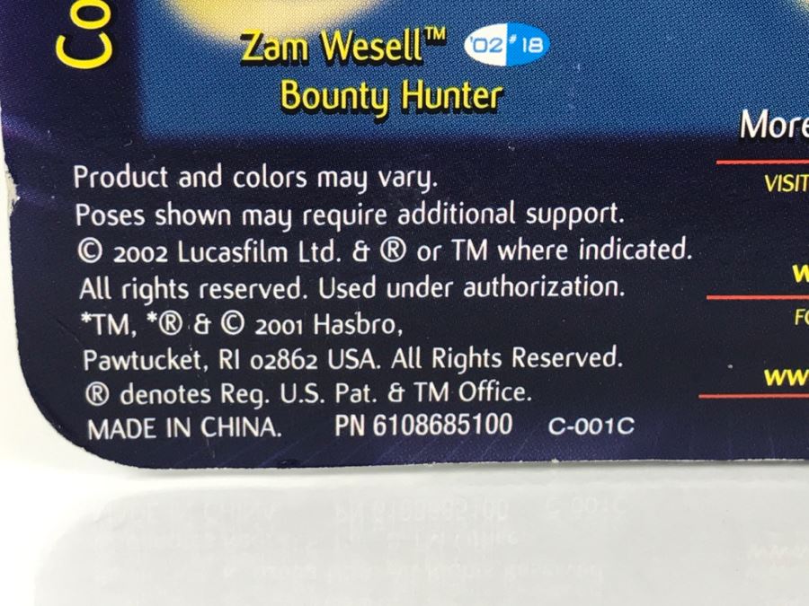 STAR WARS Attack of the Clones Zam Wesell Bounty Hunter #18 Collection 1 Hasbro 2002 84655/84851 New On Card [Photo 12]