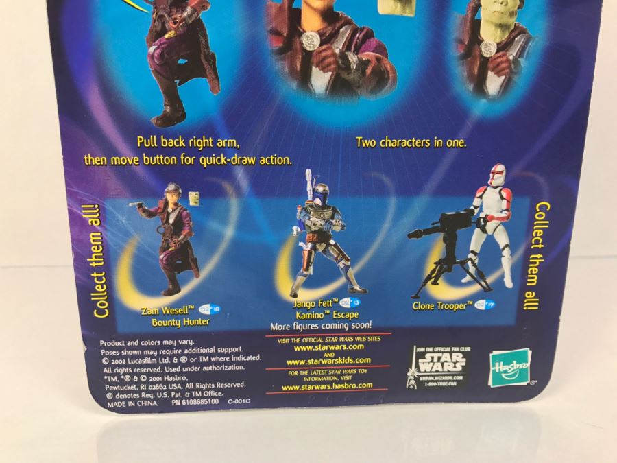 STAR WARS Attack of the Clones Zam Wesell Bounty Hunter #18 Collection 1 Hasbro 2002 84655/84851 New On Card [Photo 13]