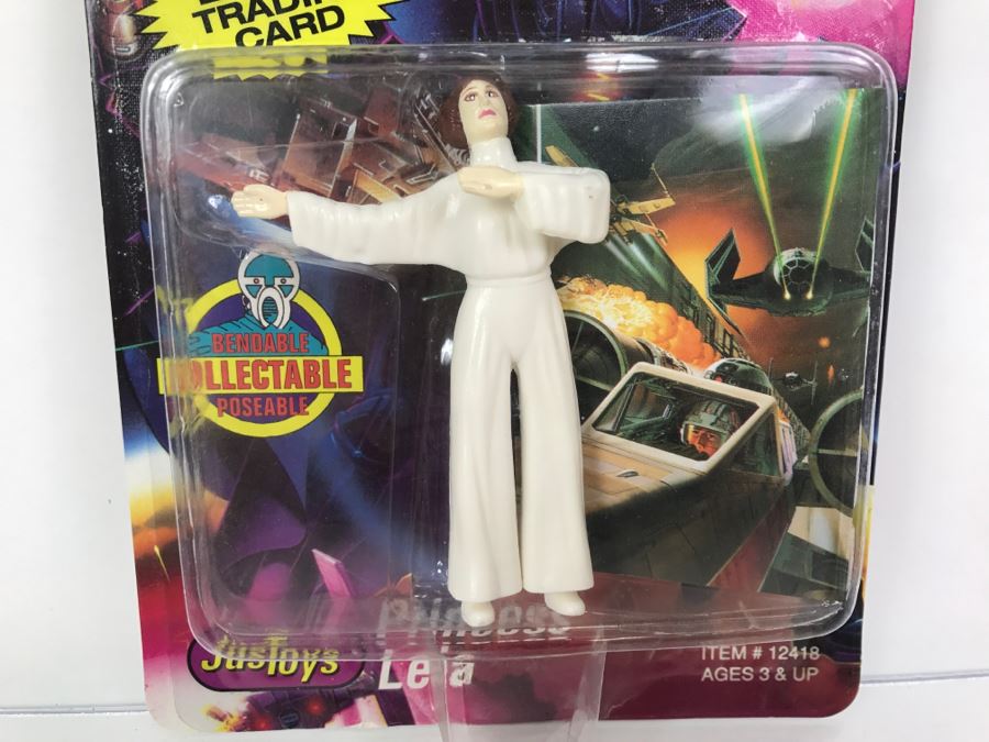 STAR WARS Bend-Ems With Limited Edition Trading Card Princess Leia Topps Just Toys 1993 12418 New On Card [Photo 5]